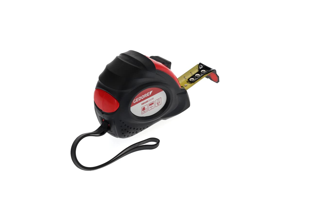 GEDORE red Tape measure, Roller tape measure, 8 m, Accuracy class II, Magnetic, Automatic tape rewind, Metal clip, R94550008