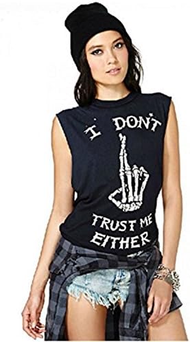 I Dont Trust Me Either Slogan Printed Casual Tee (Small)