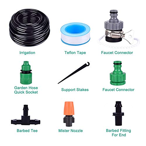 WisMilty Garden Irrigation System,Automatic Micro Irrigation System Kit Saving Water,50ft 1/4" Blank Distribution Tubing Hose for Greenhouse Cooling Suite Plant Watering (Irrigation System)