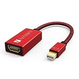 4K Mini DisplayPort to HDMI Adapter - iVanky 4K@60Hz [Super Slim, Nylon Braided, Aluminum Shell] Thunderbolt to HDMI Adapter for MacBook Air/Pro, Surface Pro/Dock/Book, Monitor, Projector, More - Red