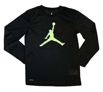Amazon.com: Nike Jordan Youth Boys Jumpman Long Sleeve Shirt Black/Red: Clothing