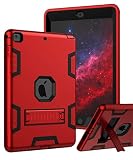 TIANLI Case for iPad Air Three Layer Plastic and Silicone Protection Heavy Duty Shockproof Protective Cover for iPad Air 9.7 inch - Red Black
