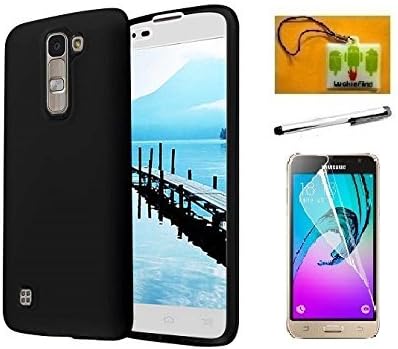 LG K7 Case, LG Tribute 5 Case (Metro PCS), Luckiefind® Frosted Matte TPU Flexible Thin Gel Cover Case, Stylus Pen, Screen Protector & Wiper Accessory (TPU Black)