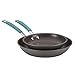 Rachael Ray 87643 Cucina Hard Anodized Nonstick Frying Pan Set / Fry Pan Set / Hard Anodized Skillet Set - 9.25 Inch and 11.5 Inch, Gray with Blue Handles