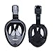 Upgraded Version 180° Full Face Snorkel Mask- Panoramic View Snorkeling Mask, Soft Adjustable Head Straps with Anti Fog and Anti Leak Design (Black, S/M)