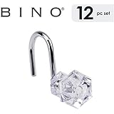BINO Shower Curtain Hooks - Chrome, Set of 12 Shower Curtain Rings - Shower Hooks for Curtain Shower Rings