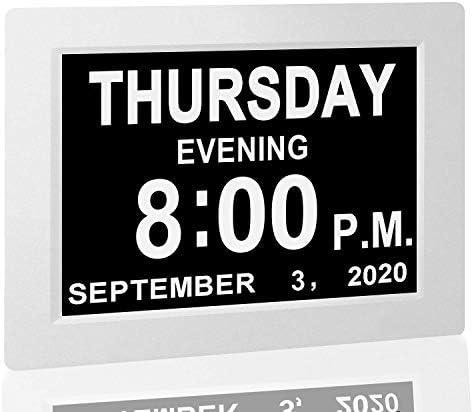 Amazon Com Upgraded Digital Calendar Alarm Day Clock With 8 Large Screen Display Am Pm 5 Alarm For Extra Large Impaired Vision People The Aged Seniors The Dementia For Desk Wall Mounted