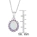 Sterling Silver Created White Opal & Amethyst CZ Oval Pendant with 18