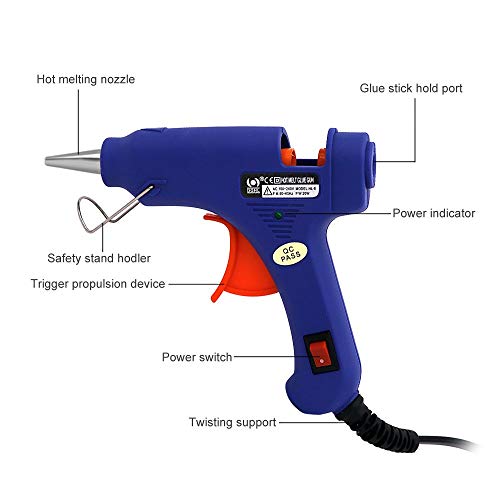 Karveden Professional Mini Hot Melt Glue Gun with 50pcs Glitter Adhesive Glue Sticks Ideal for Homes,Offices,School,Party Designers,DIY Air Craft Projects & Sealing and Quick Repairs(20-watt, Blue)