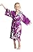 Aibrou Girls' Peacock Satin Kimono Robe Bathrobe Nightgown For Party Wedding