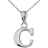 Claddagh Gold .925 Sterling Silver Dangling Initial Letter C Charm Pendant with Rolo Chain - 16"