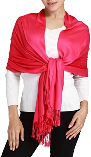 Butterfly Rose Silky Soft Solid Premium Pashmina Shawl Wrap Scarf Stole 78"x 29" (Fuschia)