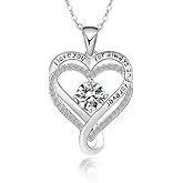 snugcubby Sterling Silver Pendant Necklace for Women, Teen Girls Birthstone Necklaces silver Wedding Anniversary Heart Necklace Women's Jewelry Mother’s Day, Valentine’s Day,Birthday for Her