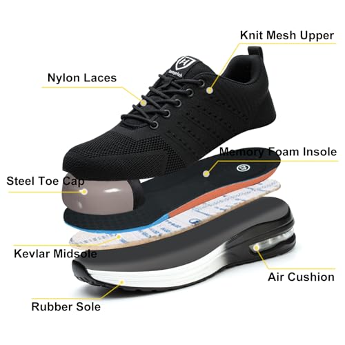 Baofular Safety Shoes Men Women Lightweight Work Shoes Comfortable Safety Shoes Non-Slip Breathable