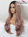 K'ryssma Ash Pink Lace Front Wig Ombre Long Wavy Synthetic Wigs 22 inches