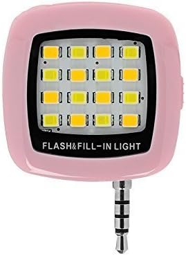 Portable Mini 16 Leds LED Flash Fill Light Rechargeable for Smartphone iphone Samsung HTC and Camera Video Light (Pink)
