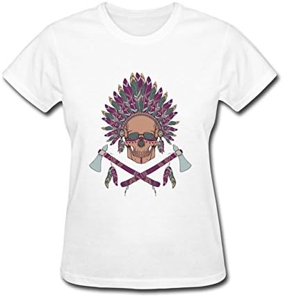 Layannie Women's Skull In Indian Chief Headdress Short Sleeve T shirt XXL