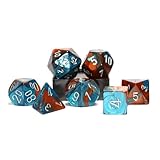 Copper Teal with Silver Gemini Dice 7 Dice Set