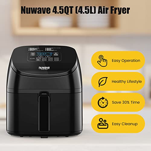 Nuwave Brio 4.5Qt Air Fryer, 1 Touch Digital Controls, 100°400°F Temp