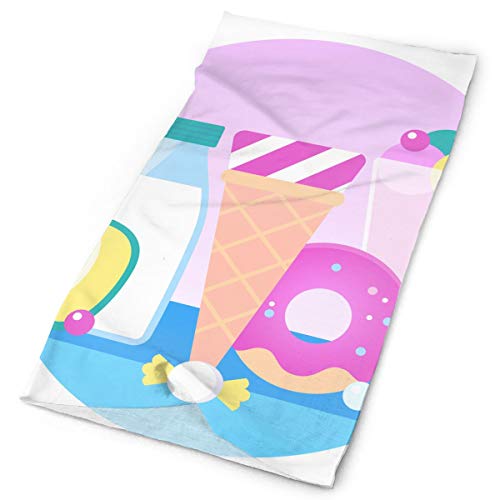 Ice Cream Design Original Headband with Multi-Function Sports and Leisure Headwear UV Protection Sports Neck, Sweat-Absorbent Microfiber Running, Yoga, Hiking