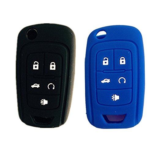 New Black and Blue 5 Buttons Silicone Cover Holder Key Jacket for Chevrolet Camaro Cruze Volt Equinox Spark Malibu Sonic Flip Remote Key Case Shell Cover