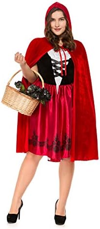 YuStar Women's Little Red Riding Hood Plus-Size Dress Halloween Cosplay Party Fancy Costume
