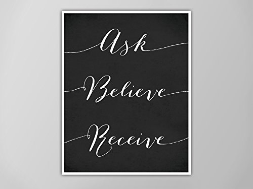 Amazon Com Ask Believe Receive Art Print Inspirational Art Quote
