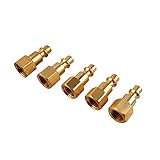 PowRyte Basic 1/4-Inch Industrial Solid Brass Quick Coupler Plug Set - NPT Female Thread, 5-Pack