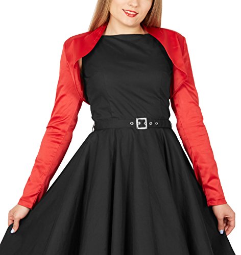 BlackButterfly Formal Satin Long Sleeve Bolero Shrug (Red, US 18) - Thumbnail 5