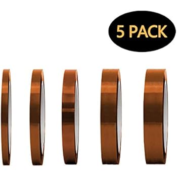 LABOTA 5 Roll (3/4/6/8/15 MM) High Temp Tape, Heat Resistant Tape Polyimide Masking Tape Kapton Tape for Masking, Soldering, Powder Coating, Sublimation and Insulating Circuit Boards- 30 M