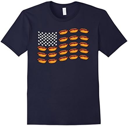 Men's United States Of Hot Dogs Flag Patriot American Funny TShirt Medium Navy
