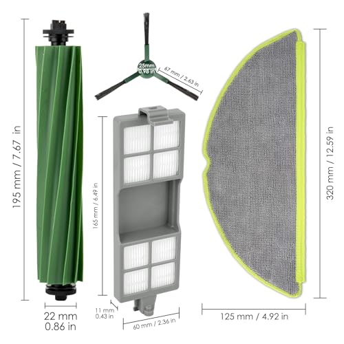 (7 Pieces) 205 DustCompactor Vac Replacement for iRobot 205 DustCompactor Vac Robot Vacuum Cleaner: 1 Rotating Brush, 2 Scrubbing Pads, 2 Side Brushes, 2 HEPA Filters