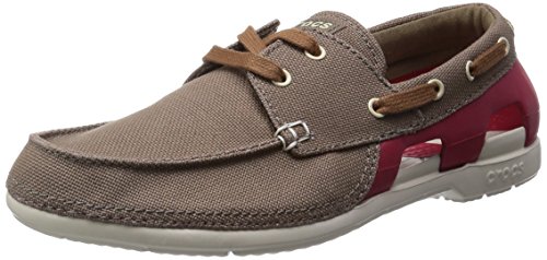 Crocs Mens Beach Line Lace-up Boat Shoe,Walnut/Stucco,US 11 M