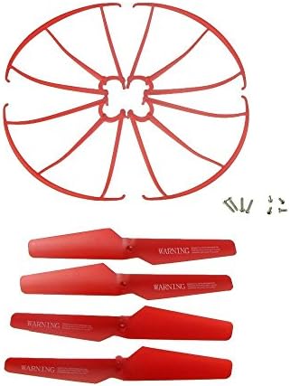 HB HOMEBOAT® Syma X5SW X5SC X5C-1 X5C Spare Parts 4pcs Propellers & 4pcs Protector Guards Included 8pcs Mounting Screws for RC Mini Quadcopter Toy - Red