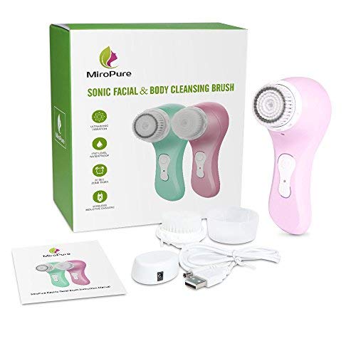 MiroPure Sonic Facial and Body Cleansing Brush, Professional Electric Face Brush 2 In 1 Waterproof Portable Wireless Charging Cleaning brush for All Skin Exfoliating Deep Cleaning