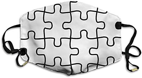 HBLSHISHUAIGE Autism Puzzle Piece Black&White Unisex Creative Mouth-Masks Washable Safety 100% Polyester Comfortable Breathable Health Anti-Dust Half Face Masks