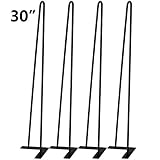 Tengchang Solid Iron Metal Bar Baking Finish Hairpin Legs Table Desk Bench Hairpin Table Legs Black (30 Inches)