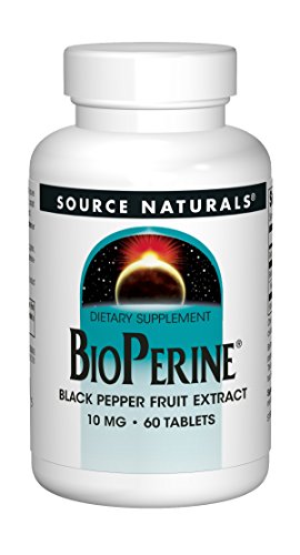 Source Naturals BioPerine 10mg Black Pepper Fruit Extract (Piperine) Supplement - With Calcium - 60 Tablets