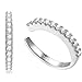 Sterling Silver Ear Cuff No Piercing CZ Ear Wrap, Pair of 2, Rhodium Plated
