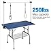 QAQA Professional Pet Dog Grooming Table with Adjustable Overhead Arm, 46” Heavy Duty Foldable Stainless Steel Table with Noose,No-Sit Haunch Holder and Mesh Tray