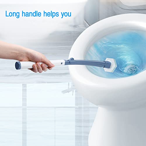 LEPO Toilet Brush Wand, 8PCS Disposable Toilet Wand Refills, Toilet Scrubber Starter Kit with 8PCS Disposable Toilet Brush Sponges for Bathroom Toilet