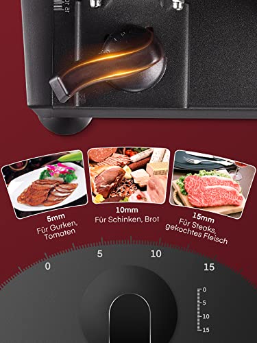Electric 200 Watt Universal Slicer for Home Use, Professional Bread Slicer with Removable 2 x 19 cm Blade, 0-15 Precise Thickness Button Cut Meat Ham Bread Fruit Safety Protection