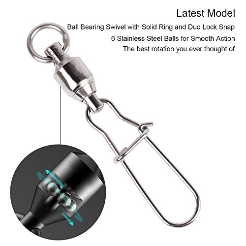 image for Alwonder 20 PCS Stainless Steel Fishing Ball Bearing Swivels with Duo 