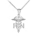 925 Sterling Silver Caduceus RN Charm Registered Nurse Pendant Necklace, 16