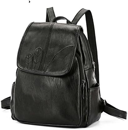 Orlyvrie Women Backpack College School Bag PU Leather Black Backpack For Girls Tree Leaf Printing Bagpack femal