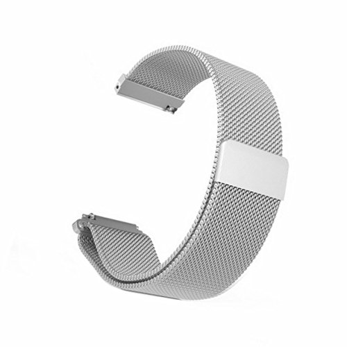 Bewish 22mm Quick Release Stainless Steel Watch Strap for Samsung Gear S3 Classic Milanese Magnetic Closure Wristbands Replacement Strap (Silver)