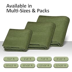 Premium Canvas Tarp 1 Pack, 6' x 8' Feet - Canvas