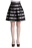 Vero Viva Women's A-line Black Skirt Striped High Waist Short Casual Skirt