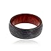 Mens Black Wedding Band Black Zirconium Ring With Bloodwood Sleeve And Premium Tree Bark Finish 8mm Wide Ring - USA Made