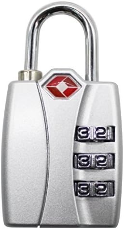 TSA Approved Luggage Lock 3 Digit  Combination Lock For School Gym Locker Luggage Suitcase Baggage Locks Filing Cabinets Toolbox Case Silver